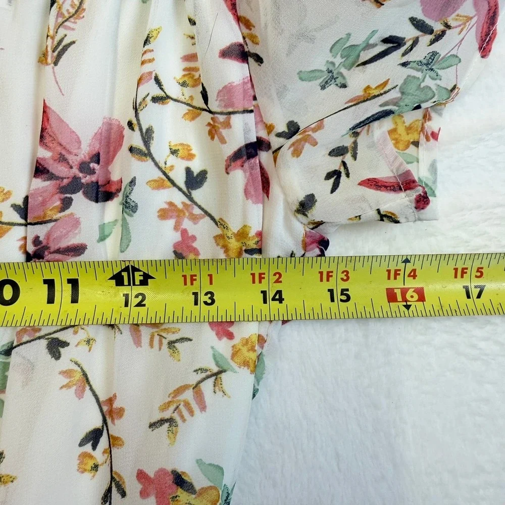 Lily Rose Shorts Romper Maxi Womens S Overlay Floral‎ High Low Open Front White